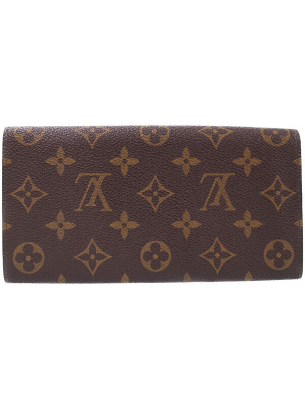 Louis Vuitton Credit Long Porte Wallet Monogram Monnaie Pochette Bi fold Brown